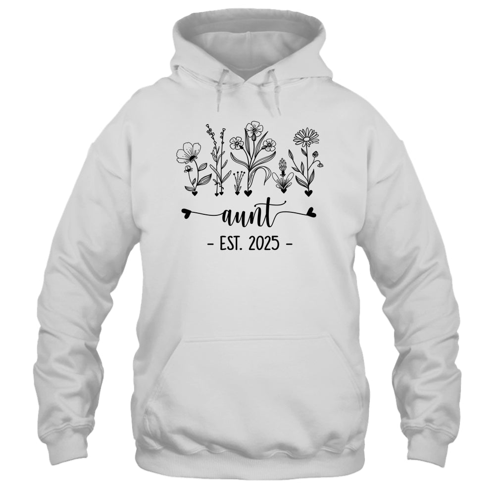 Promoted To Aunt Est 2025 Pregnancy Announcement Flower Shirt & Tank Top | teecentury