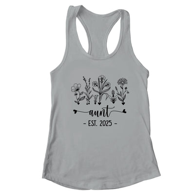 Promoted To Aunt Est 2025 Pregnancy Announcement Flower Shirt & Tank Top | teecentury