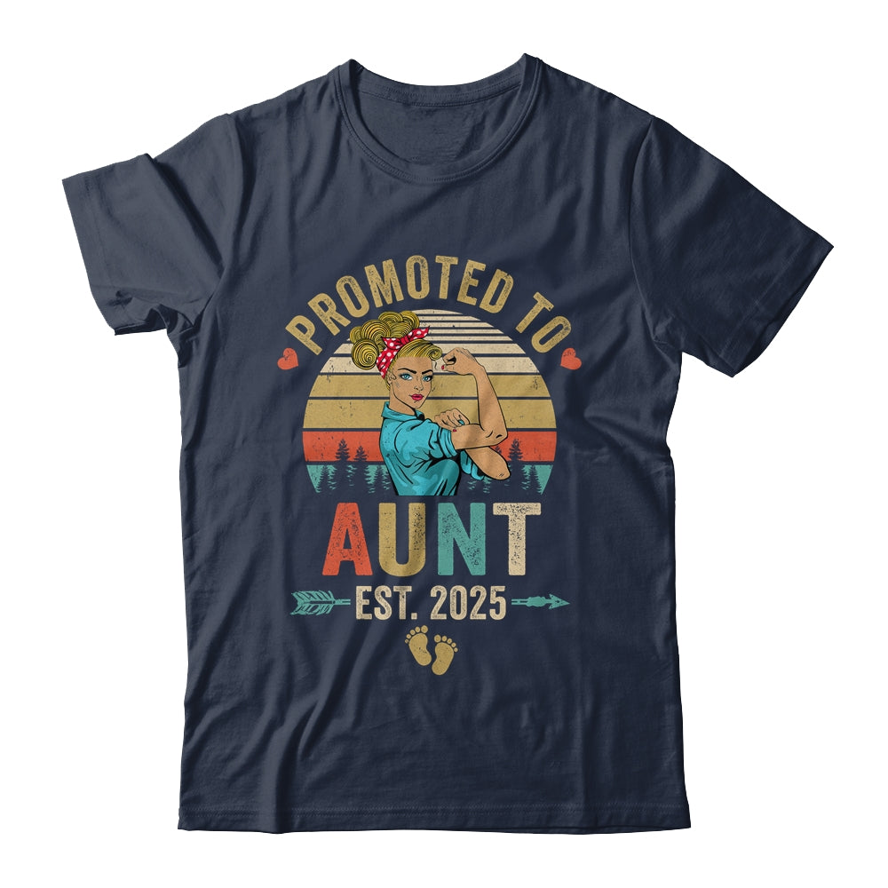 Promoted To Aunt Est 2025 Retro First Time Aunt Shirt & Tank Top | teecentury