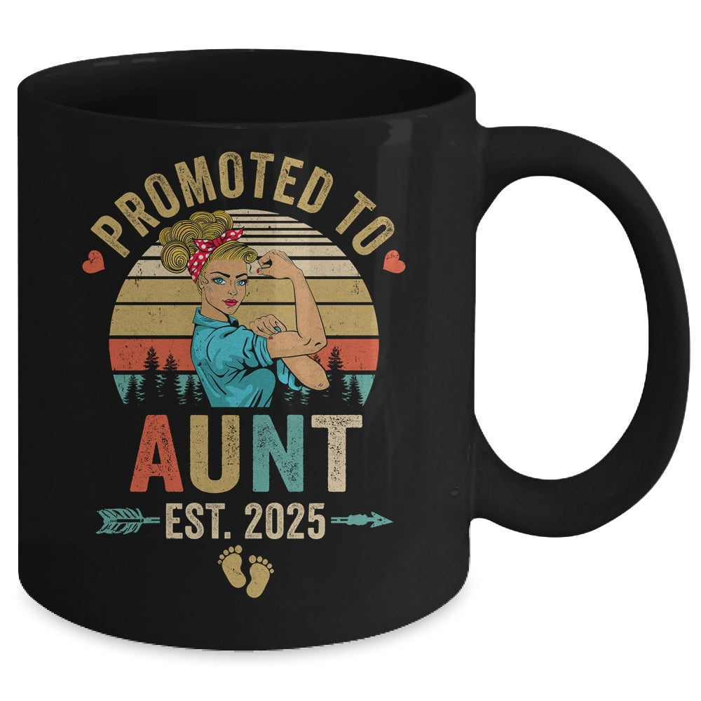 Promoted To Aunt Est 2025 Retro First Time Aunt Mug | teecentury