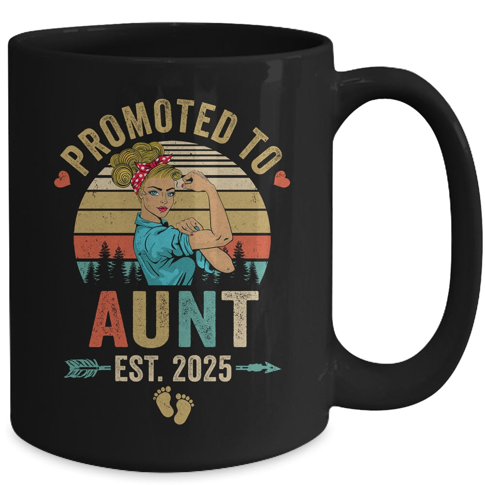 Promoted To Aunt Est 2025 Retro First Time Aunt Mug | teecentury