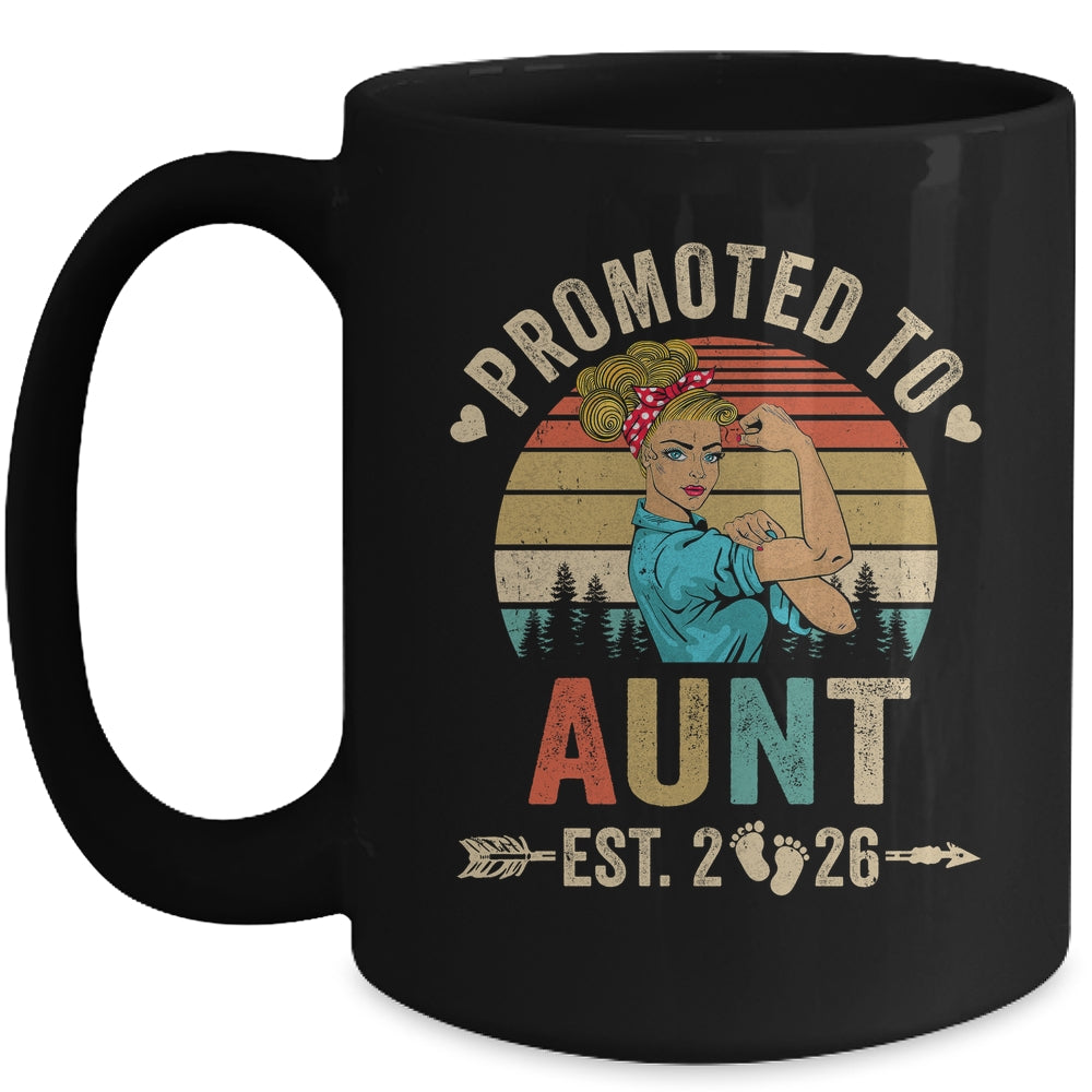 Promoted To Aunt Est 2026 Retro First Time Aunt Mug | teecentury