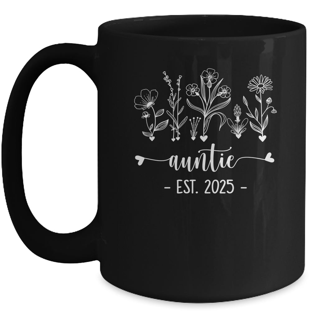 Promoted To Auntie 2025 Pregnancy Announcement Floral Mug | teecentury