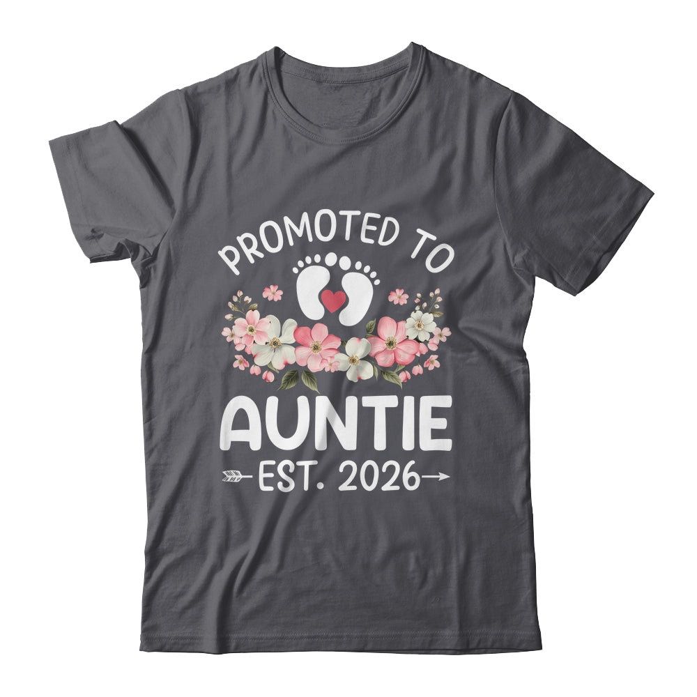 Promoted To Auntie 2026 First Time Floral New Auntie Shirt & Hoodie | teecentury
