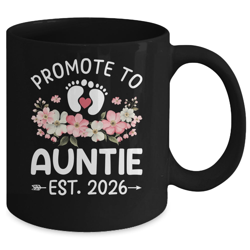 Promoted To Auntie 2026 First Time Floral New Auntie Mug | teecentury