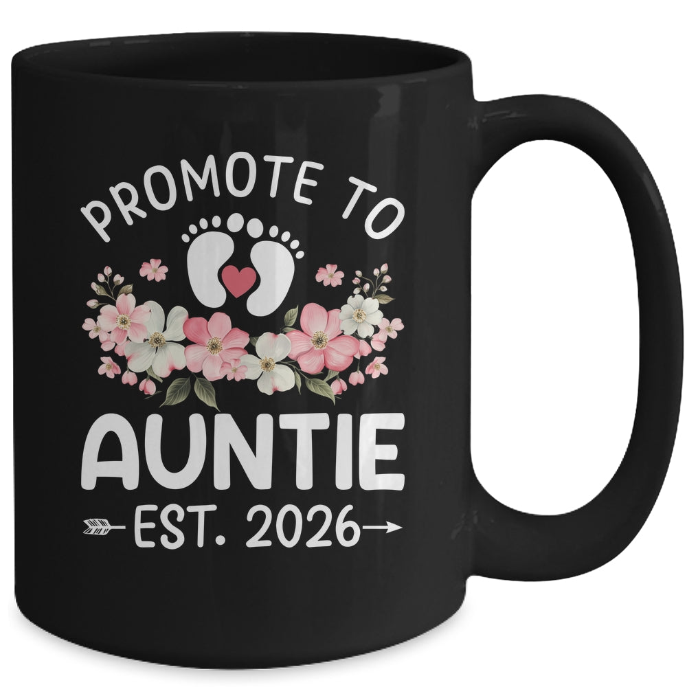Promoted To Auntie 2026 First Time Floral New Auntie Mug | teecentury