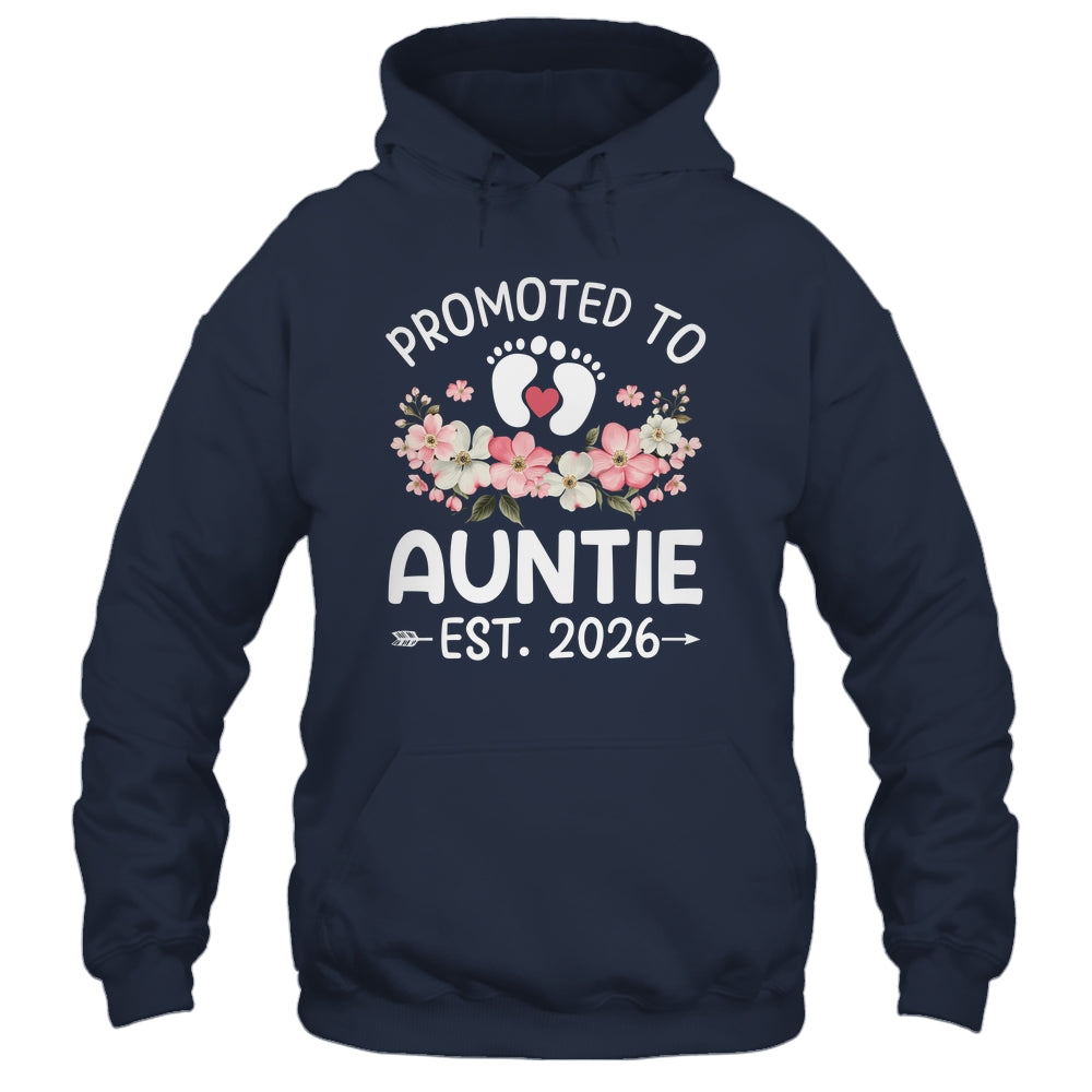 Promoted To Auntie 2026 First Time Floral New Auntie Shirt & Hoodie | teecentury