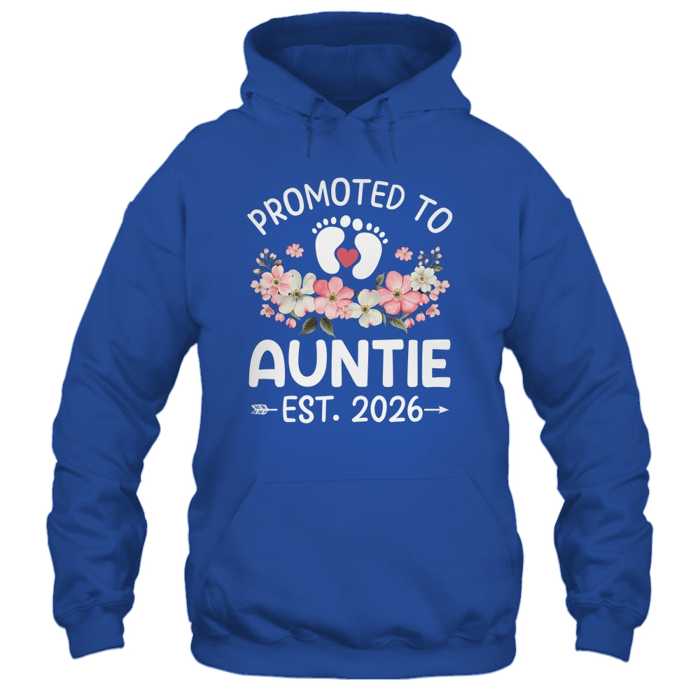 Promoted To Auntie 2026 First Time Floral New Auntie Shirt & Hoodie | teecentury