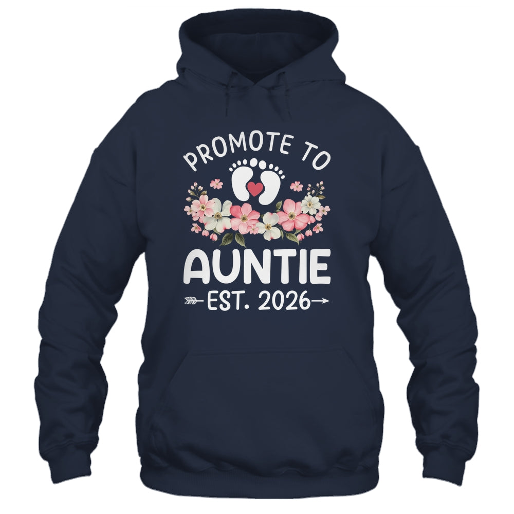 Promoted To Auntie 2026 First Time Floral New Auntie Shirt & Hoodie | teecentury