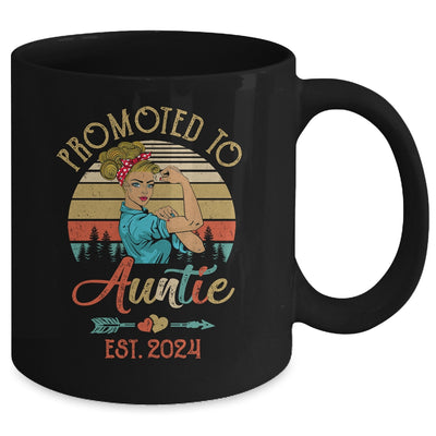 Promoted To Auntie Est 2024 Retro First Time Auntie Mug | teecentury