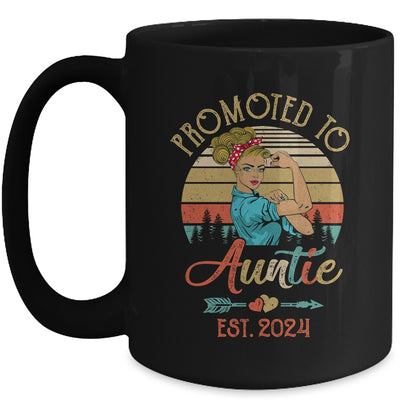 Promoted To Auntie Est 2024 Retro First Time Auntie Mug | teecentury