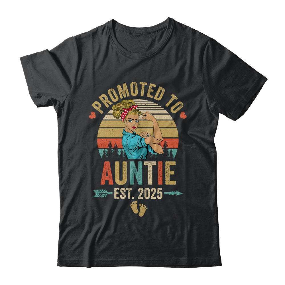 Promoted To Auntie Est 2025 Retro First Time Auntie Shirt & Tank Top | teecentury