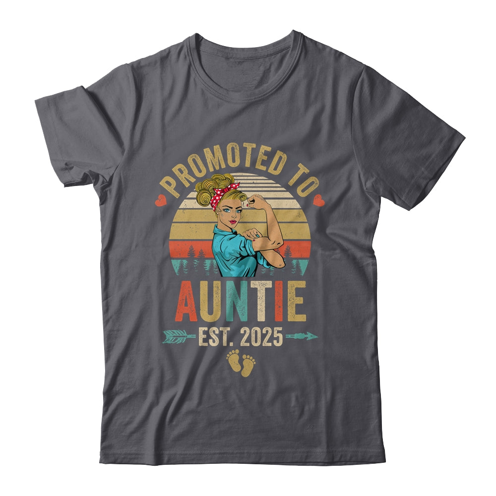 Promoted To Auntie Est 2025 Retro First Time Auntie Shirt & Tank Top | teecentury