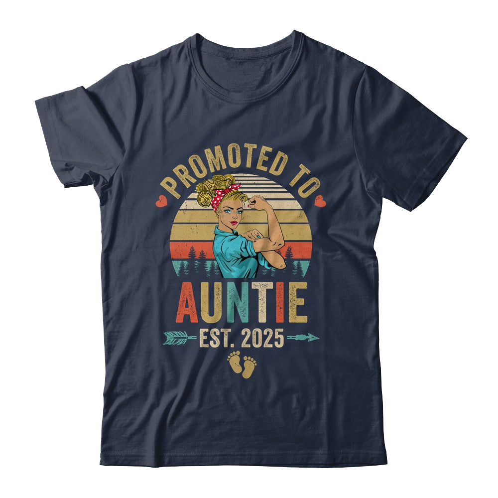 Promoted To Auntie Est 2025 Retro First Time Auntie Shirt & Tank Top | teecentury