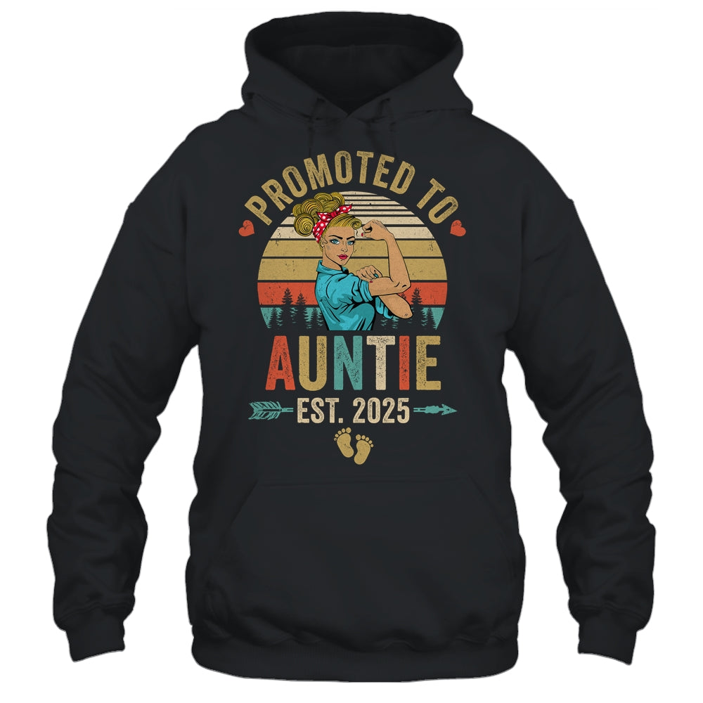 Promoted To Auntie Est 2025 Retro First Time Auntie Shirt & Tank Top | teecentury