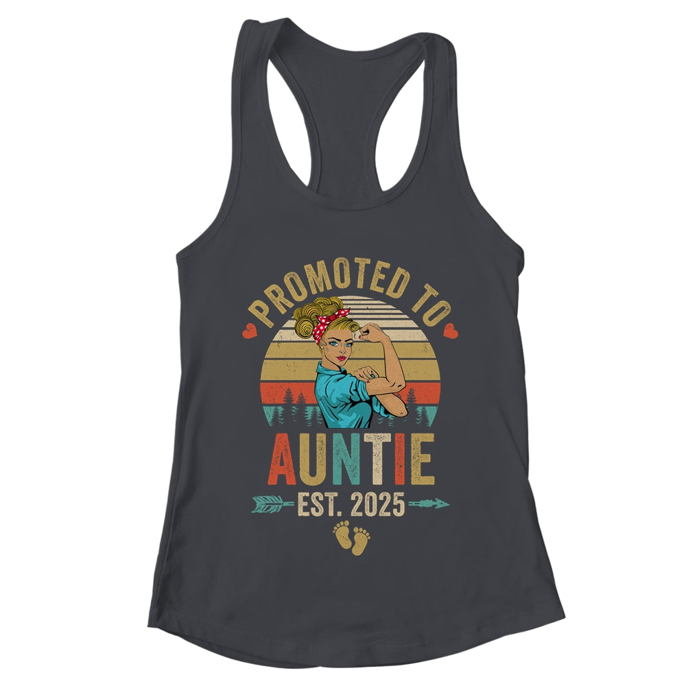 Promoted To Auntie Est 2025 Retro First Time Auntie Shirt & Tank Top | teecentury