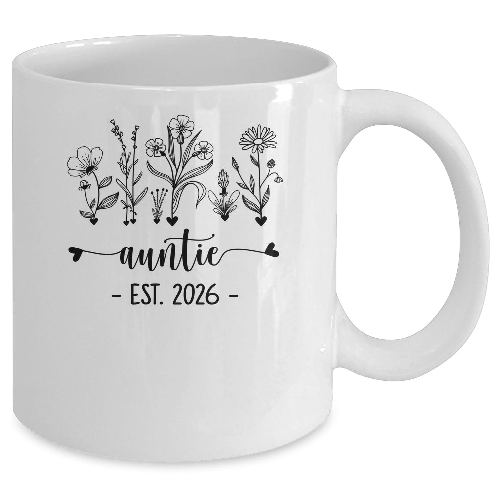 Promoted To Auntie Est 2026 Pregnancy Announcement Flower Mug | teecentury