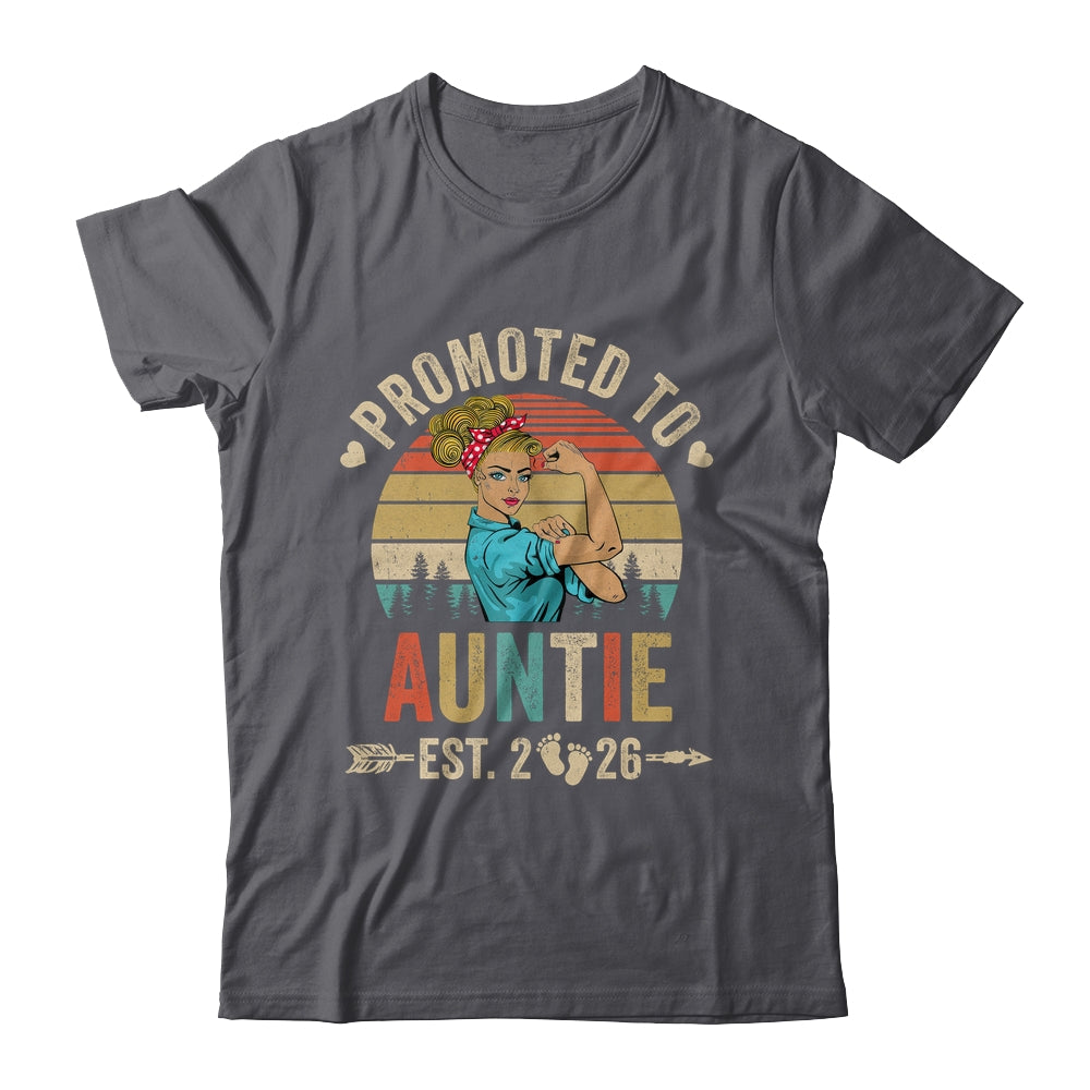 Promoted To Auntie Est 2026 Retro First Time Auntie Shirt & Tank Top | teecentury