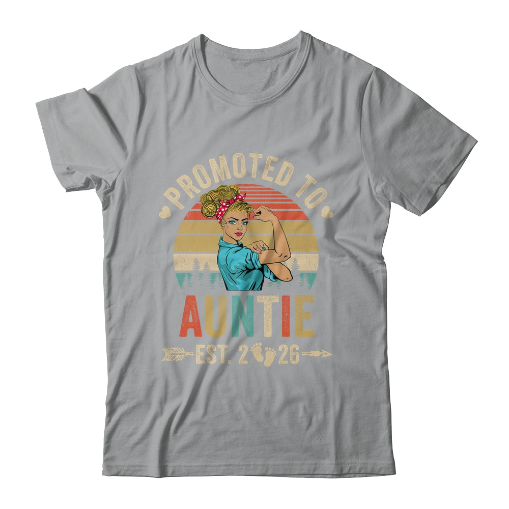 Promoted To Auntie Est 2026 Retro First Time Auntie Shirt & Tank Top | teecentury