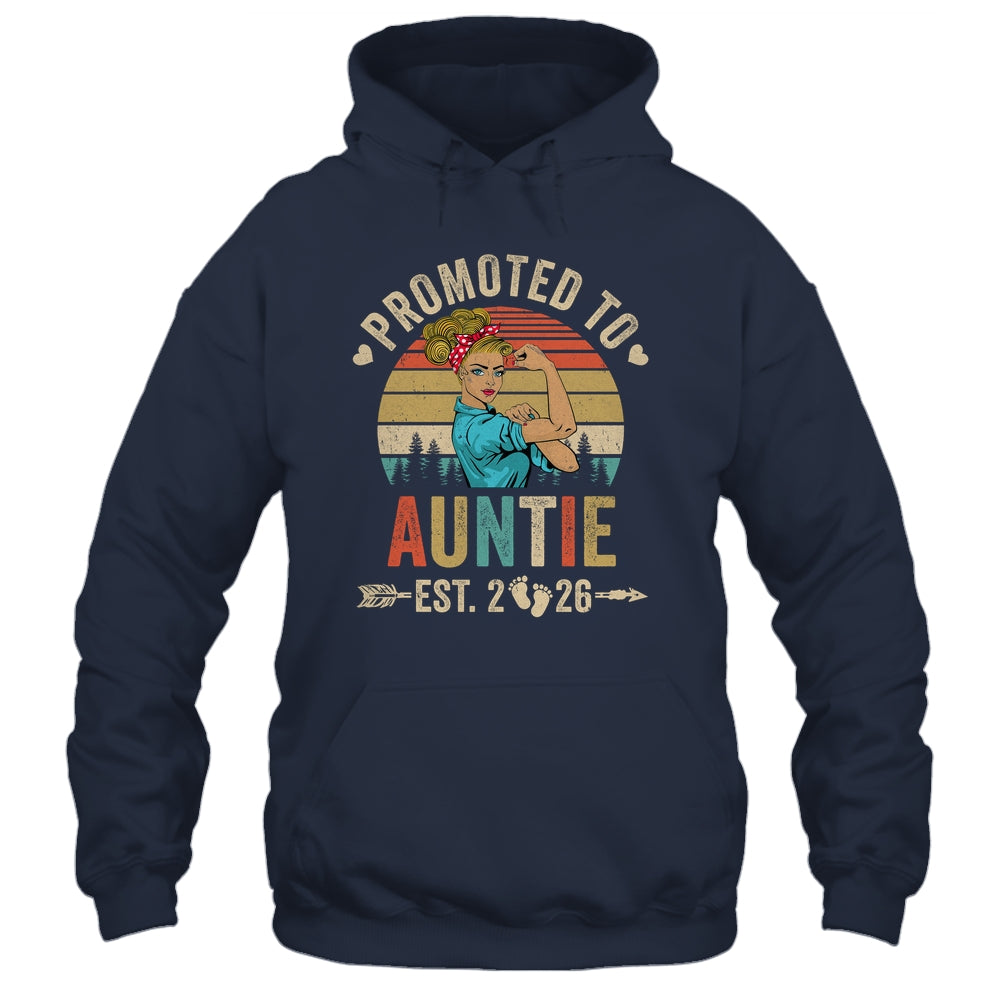 Promoted To Auntie Est 2026 Retro First Time Auntie Shirt & Tank Top | teecentury