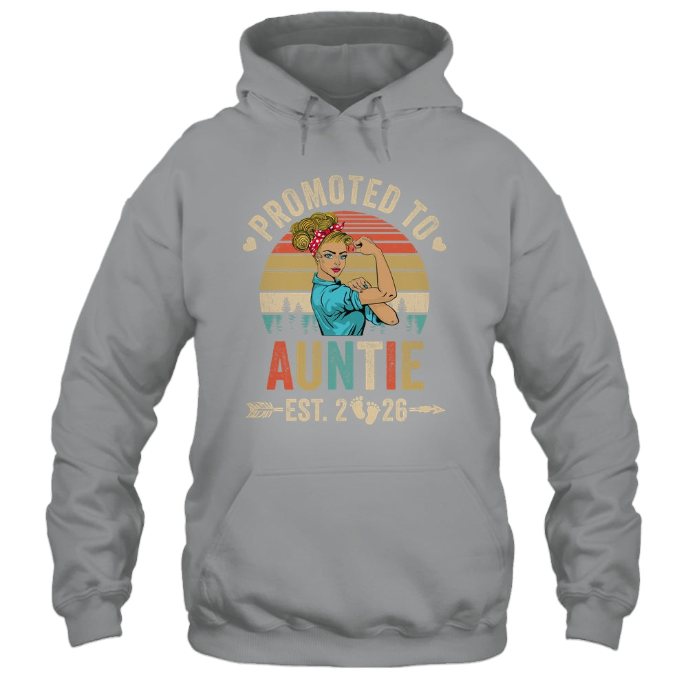 Promoted To Auntie Est 2026 Retro First Time Auntie Shirt & Tank Top | teecentury