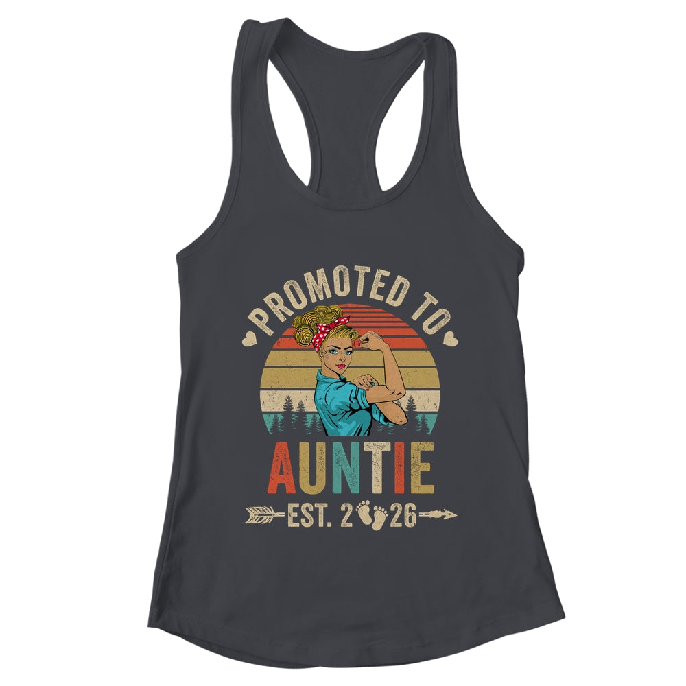 Promoted To Auntie Est 2026 Retro First Time Auntie Shirt & Tank Top | teecentury