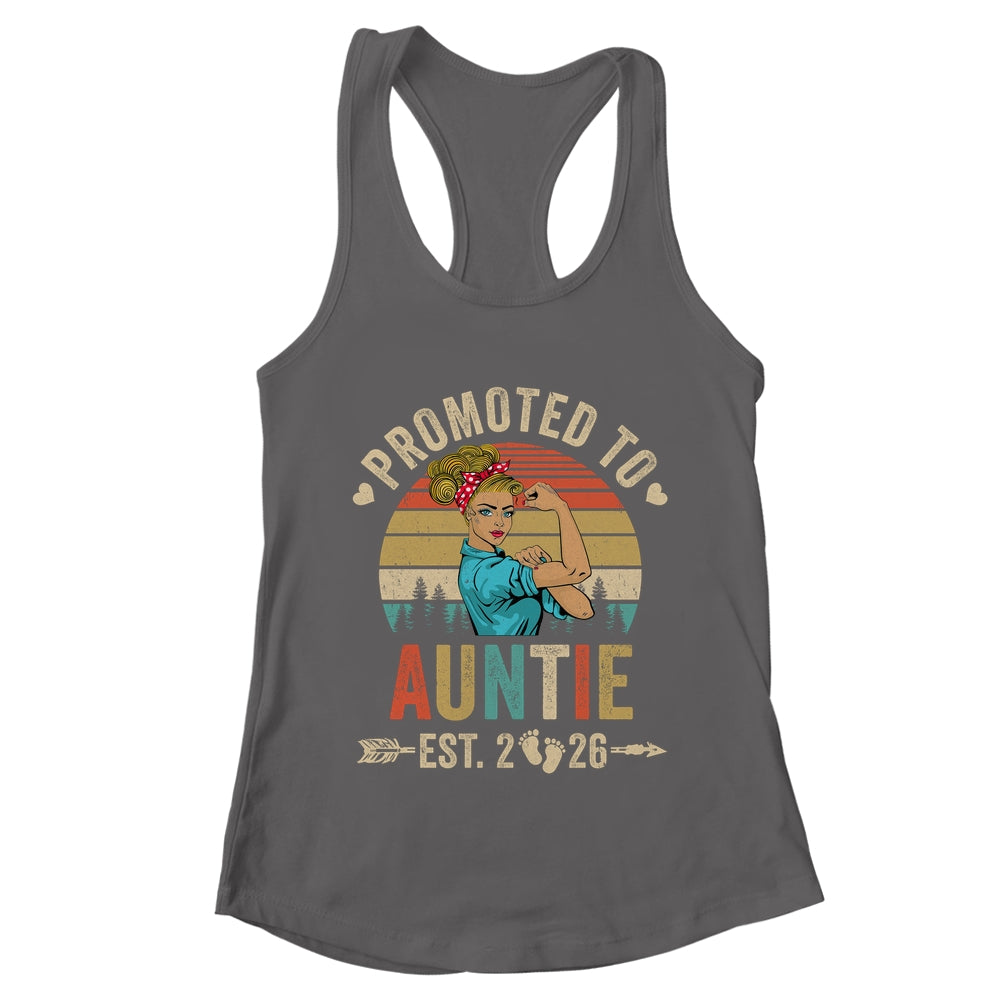Promoted To Auntie Est 2026 Retro First Time Auntie Shirt & Tank Top | teecentury