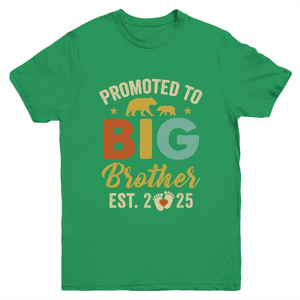 Promoted To Big Brother 2025 Bear Soon To Be A Brother Kids Youth Shirt | teecentury