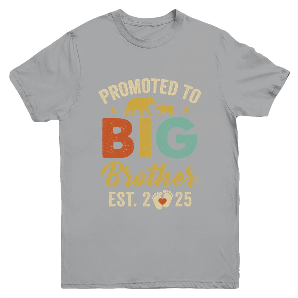 Promoted To Big Brother 2025 Bear Soon To Be A Brother Kids Youth Shirt | teecentury
