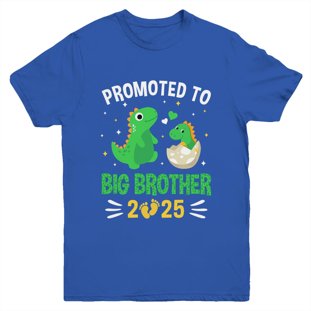 Promoted To Big Brother 2025 Boys Dinosaur T-Rex Kids Youth Shirt | teecentury