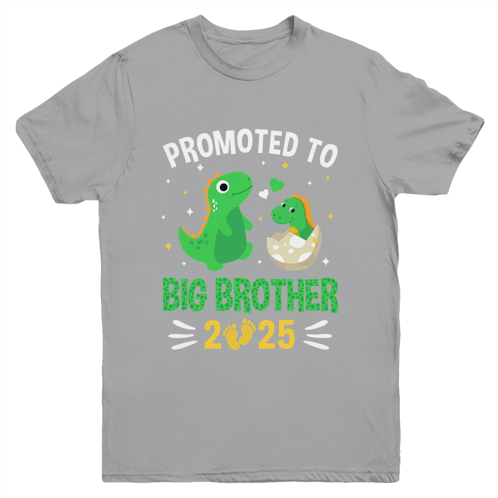 Promoted To Big Brother 2025 Boys Dinosaur T-Rex Kids Youth Shirt | teecentury