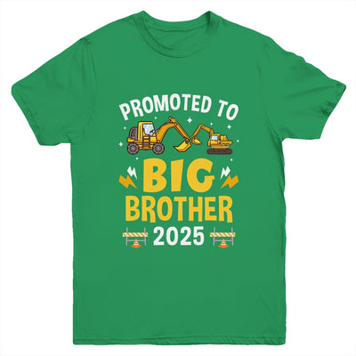 Promoted To Big Brother 2025 Construction Excavator Youth Shirt | teecentury