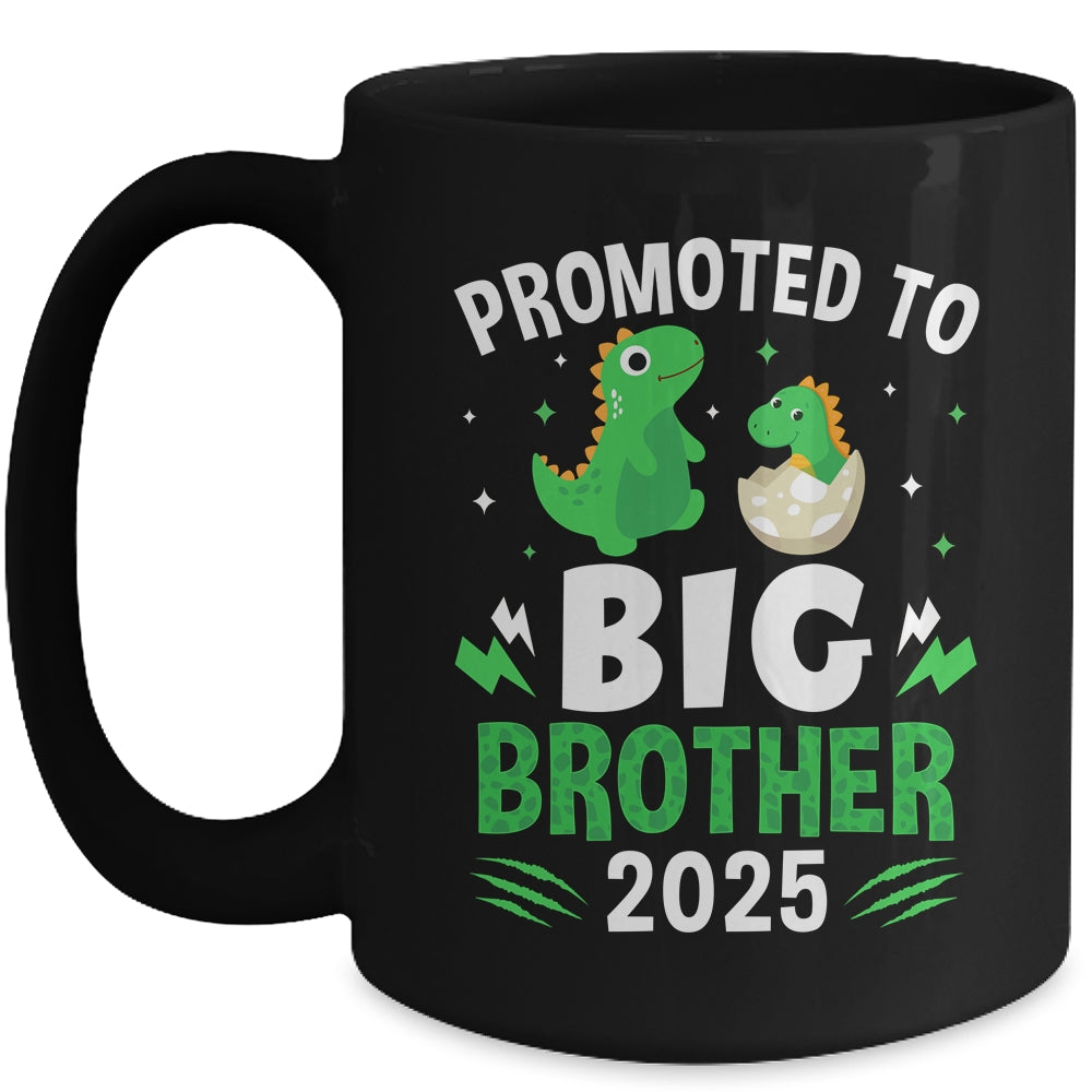Promoted To Big Brother 2025 Dinosaur T-Rex Boys Kids Mug | teecentury