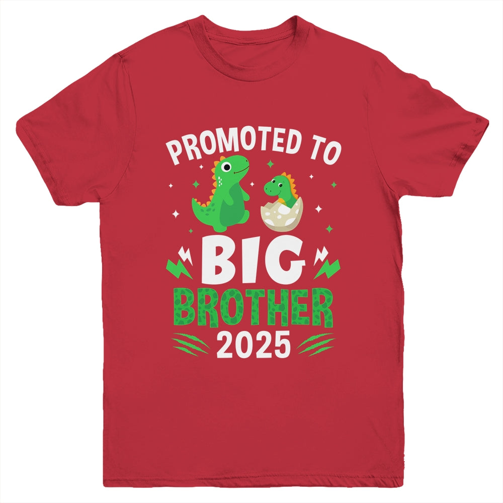 Promoted To Big Brother 2025 Dinosaur T-Rex Boys Kids Youth Shirt | teecentury