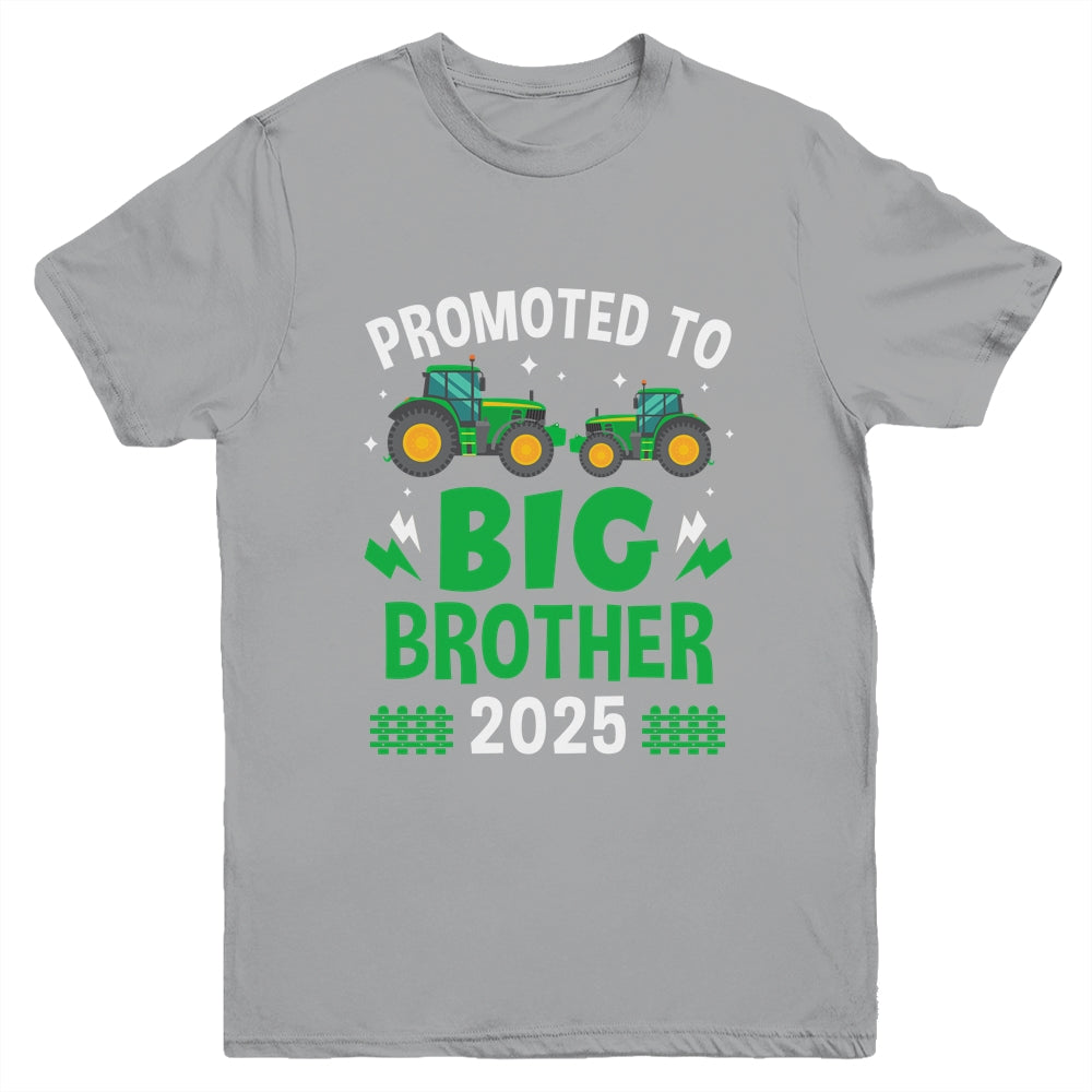 Promoted To Big Brother 2025 Farm Tractors Boys Youth Shirt | teecentury