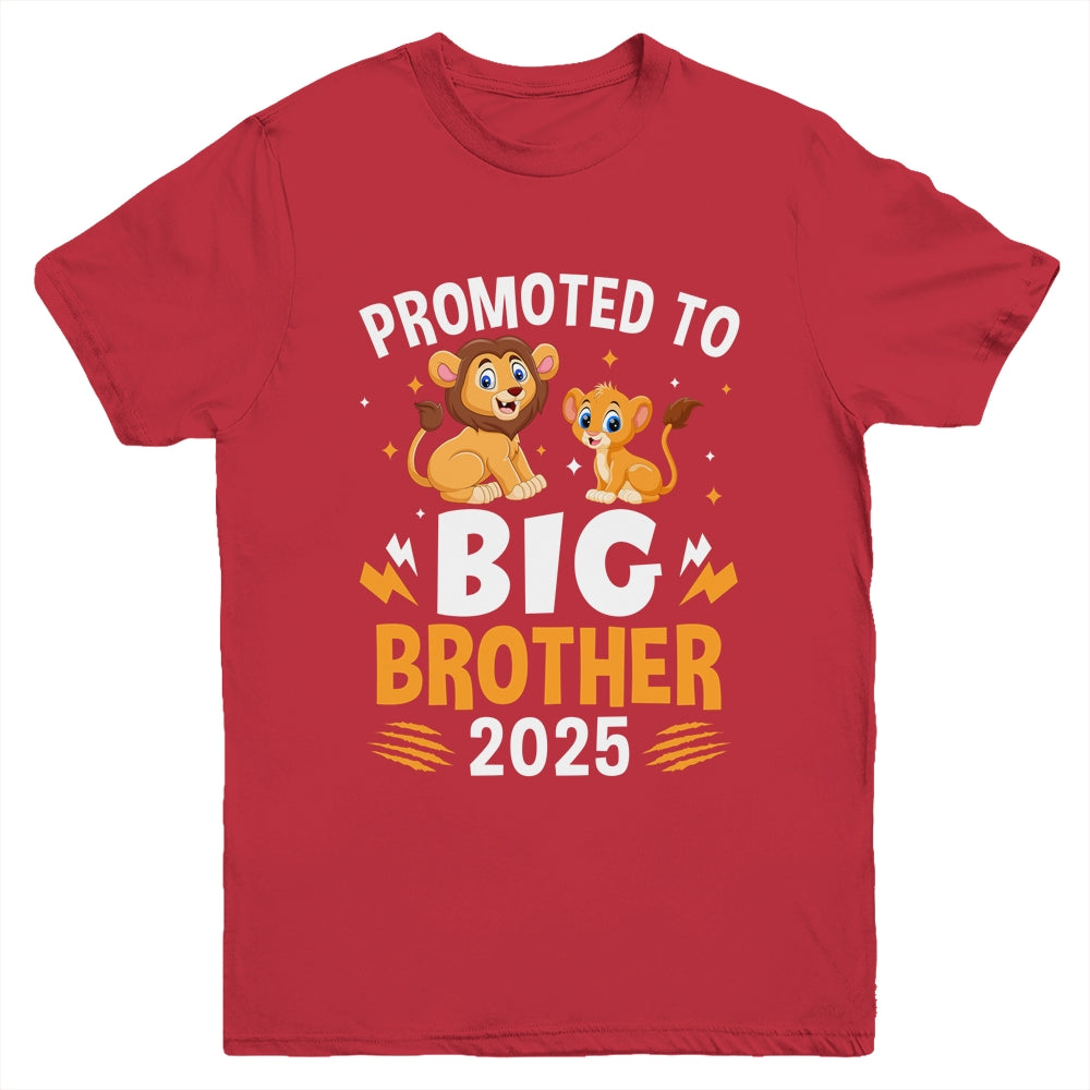 Promoted To Big Brother 2025 Lion Animals Boys Kids Youth Shirt | teecentury