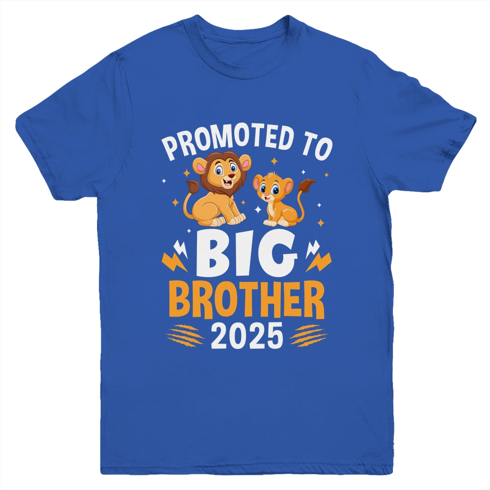 Promoted To Big Brother 2025 Lion Animals Boys Kids Youth Shirt | teecentury