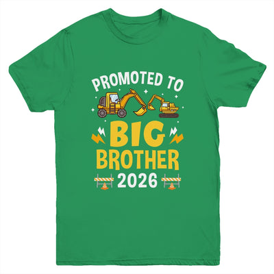 Promoted To Big Brother 2026 Construction Excavator Youth Shirt | teecentury