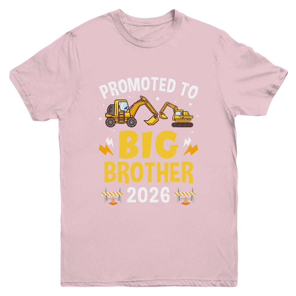 Promoted To Big Brother 2026 Construction Excavator Youth Shirt | teecentury