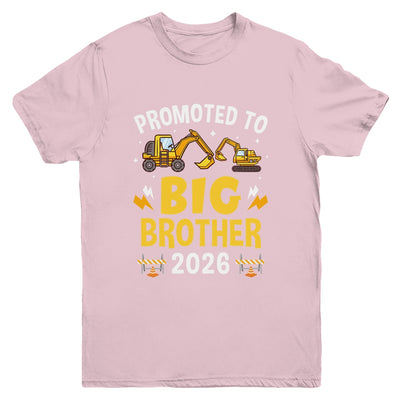 Promoted To Big Brother 2026 Construction Excavator Youth Shirt | teecentury