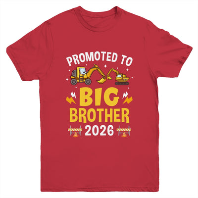 Promoted To Big Brother 2026 Construction Excavator Youth Shirt | teecentury