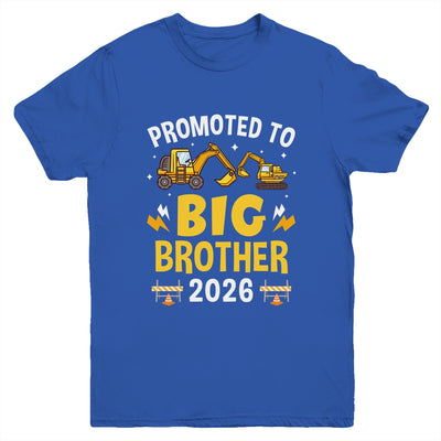 Promoted To Big Brother 2026 Construction Excavator Youth Shirt | teecentury