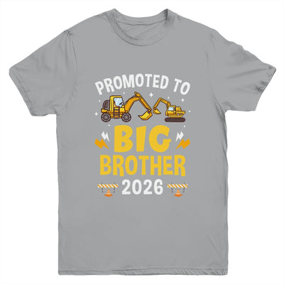 Promoted To Big Brother 2026 Construction Excavator Youth Shirt | teecentury
