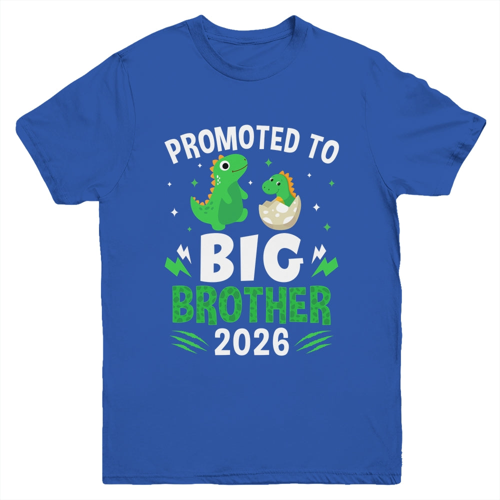 Promoted To Big Brother 2026 Dinosaur T-Rex Boys Kids Youth Shirt | teecentury