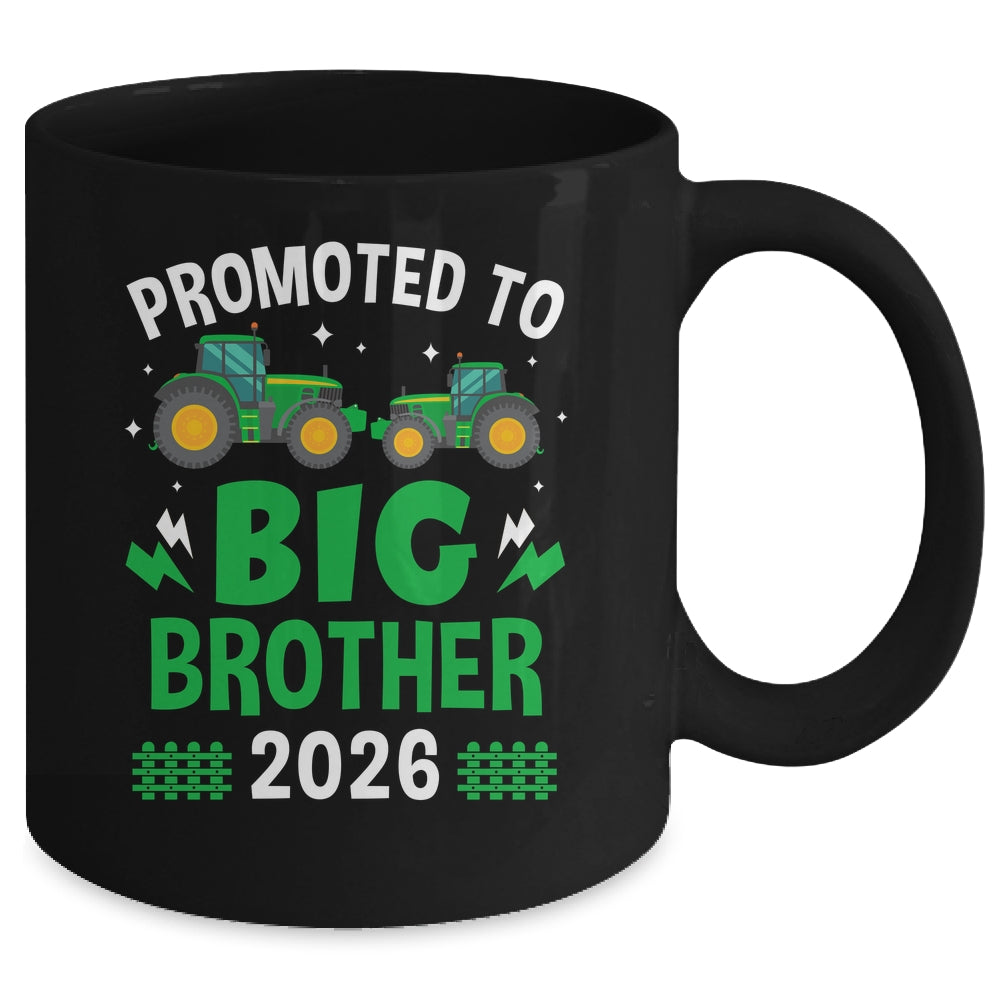 Promoted To Big Brother 2026 Farm Tractors Boys Mug | teecentury