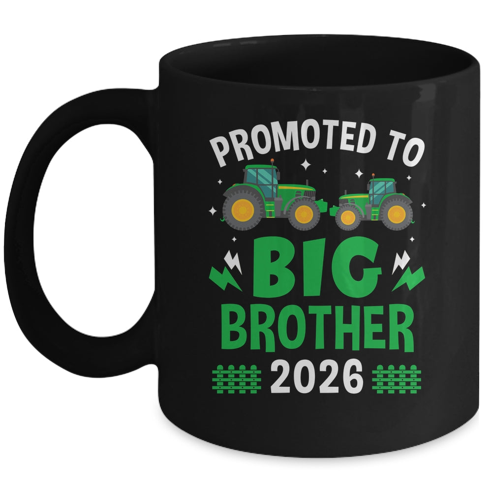 Promoted To Big Brother 2026 Farm Tractors Boys Mug | teecentury