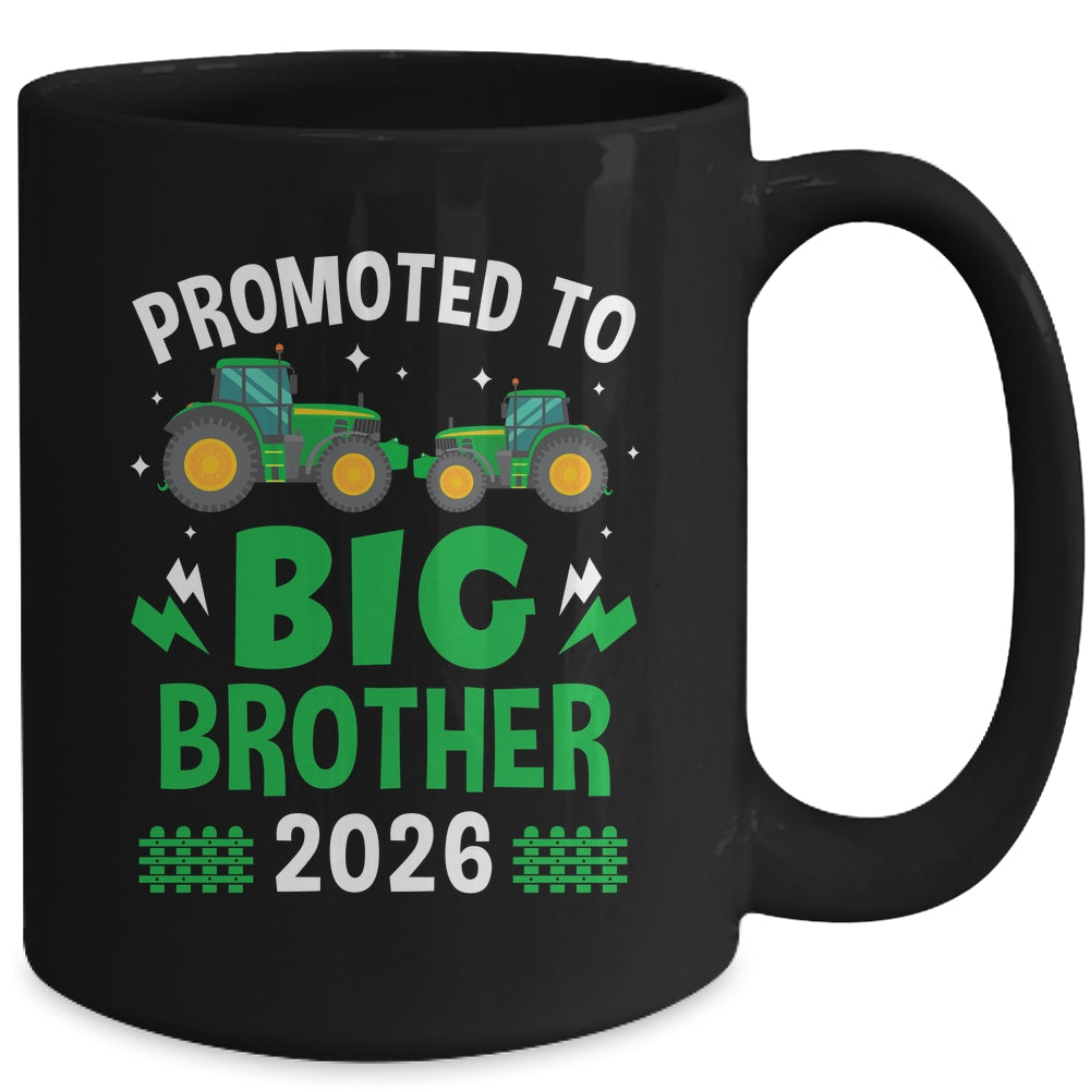Promoted To Big Brother 2026 Farm Tractors Boys Mug | teecentury