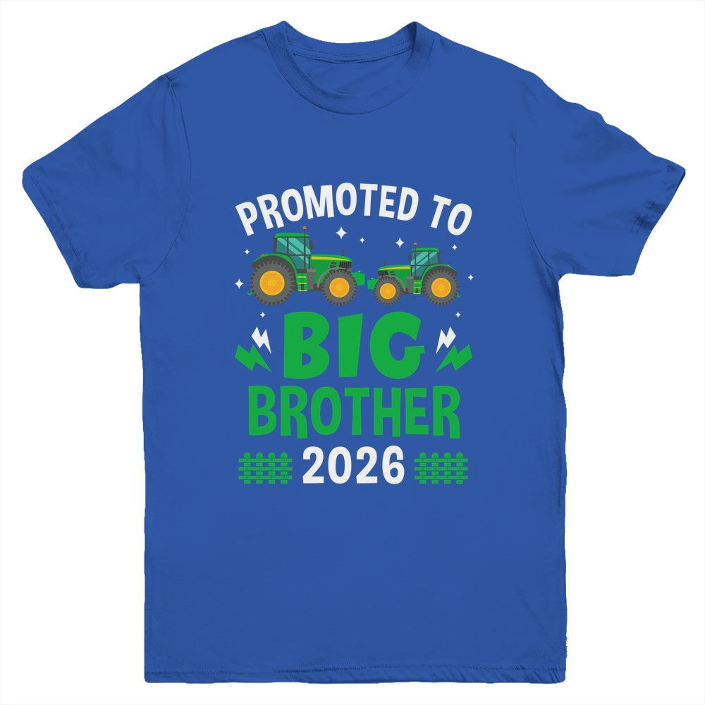 Promoted To Big Brother 2026 Farm Tractors Boys Youth Shirt | teecentury