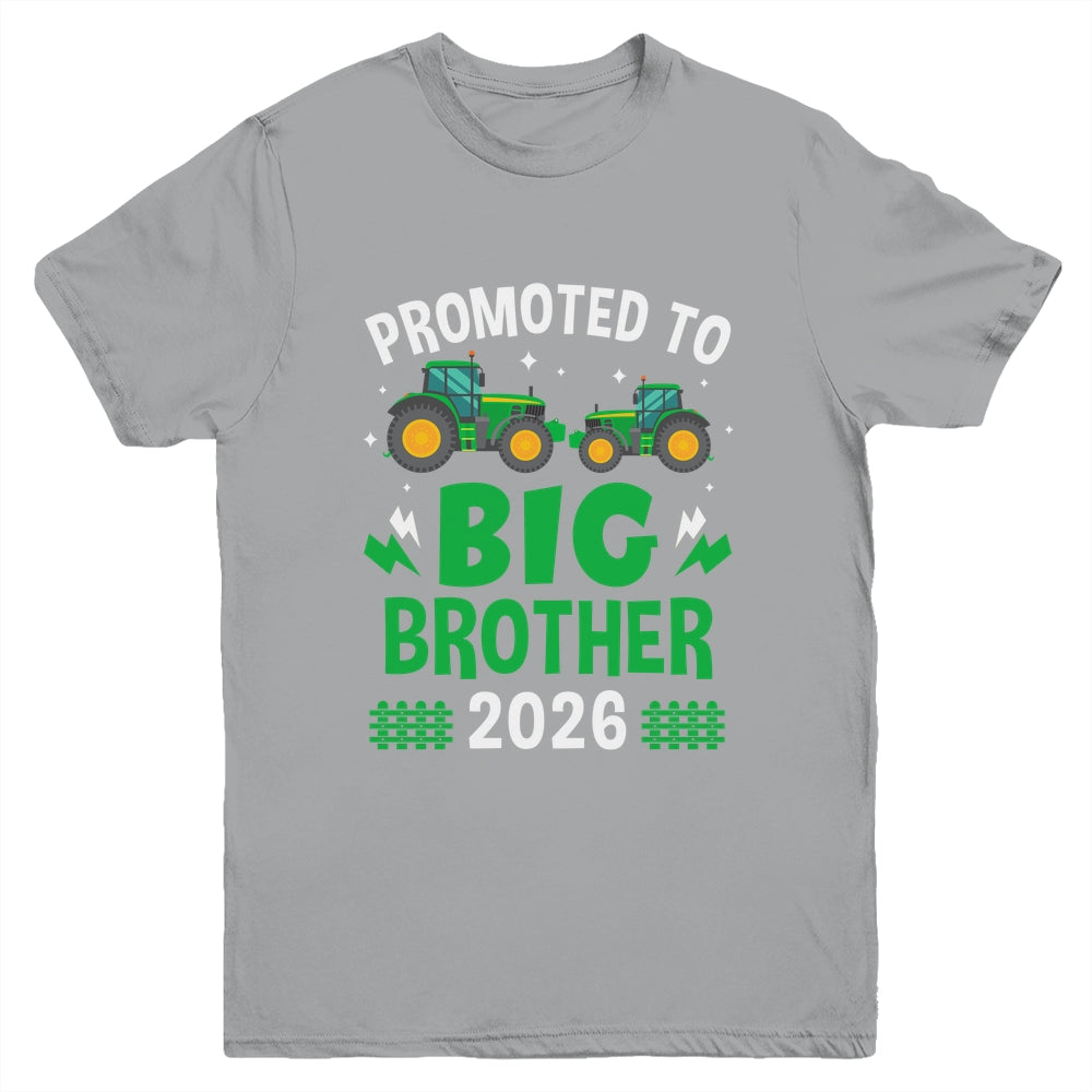 Promoted To Big Brother 2026 Farm Tractors Boys Youth Shirt | teecentury