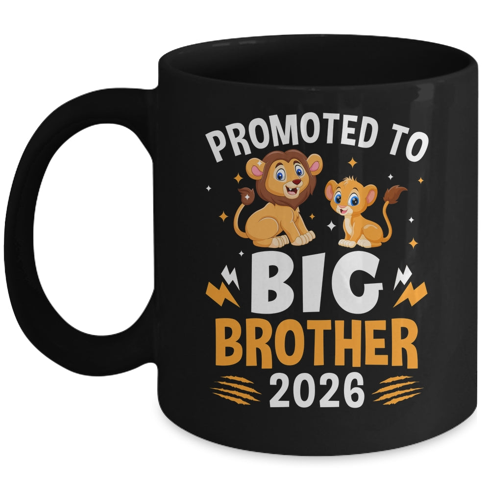 Promoted To Big Brother 2026 Lion Animals Boys Kids Mug | teecentury